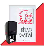 Kişiye Özel  Çizgili Kedi 2 Tarihli Kitap Kaşesi (Kırmızı)