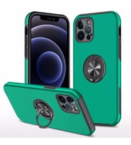Uyumlu Model Apple iPhone 13 Pro Kılıf Yüzüklü Düz Renk Kapak (Yeşil)