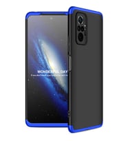 Xiaomi Redmi Note 10 Pro Kılıf 3 Parça Slim Sert Silikon Kapak AYS (Siyah-Mavi)
