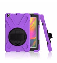 Samsung Galaxy Tab A 8.0 T290 T295 T297 Kılıf Defender Askılı Zırhlı Tank Case (Mor)