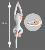 Peluş Maymun, Elleri Yapışabilen Uyku ve Oyun Arkadaşı -70 cm (Beyaz)