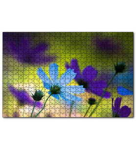Cakapuzzle Mavi ve Mor Çiçekler  Puzzle Yapboz MDF (Ahşap) (500 Parça)