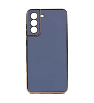 Samsung Galaxy S21 FE Kılıf Kenarları Gold Kamera Korumalı Renkli Pastel Silikon Açık Yeşil BARK (Açık Mavi)