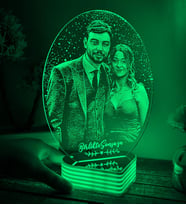 Kişiye Özel Fotoğraflı 3D Led Oval Gece Lambası (Yeşil)
