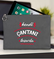 BK Gİft Kişiye Özel Kendin Tasarla Tablet Çantası 30x21cm ( 12 Renk Seçeneği), Ipad Çantası, Baskılı Tablet Kılıfı (Antrasit)
