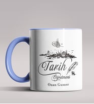 Kişiye Özel Tarih Öğretmeni Tasarımlı Siyah Renk Kupa Bardak 5 (Mavi)