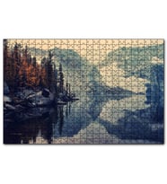 Cakapuzzle Karlı Dağlar Göl ve Sonbahar Ağaçları  Puzzle Yapboz MDF (Ahşap) (1000 Parça)