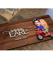 BK Gift Kişiye Özel Sevgililer Karikatürlü Kabartma Figürlü Ahşap Tablo, Duvar Dekoru, Arkadaşa Hediye, Özel Tasarım Ev Hediyesi-10 (Ceviz)