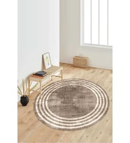 Dijital Baskılı Kaymaz Taban Yıkanabilir Yuvarlak Salon Halısı Koridor Halısı Paspas NDY-HT-488 (Kahverengi)