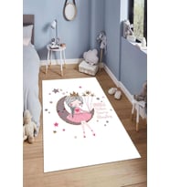 Dijital Baskılı Kaymaz Taban Yıkanabilir Kolay Temizlenir Modern Çocuk Odası Halısı NDÇ-HT-280 (Pembe)