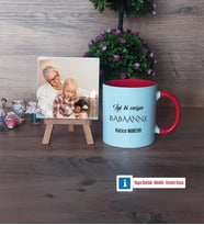 Babaanneye Hediye Fotoğraflı Dekoratif Taş, Kupa Bardak Beyaz Hediye (Model 2)