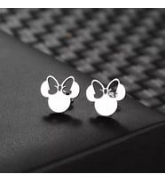 Kişiye Özel 925 Ayar Gümüş Mini Mouse Küpe (Gümüş)