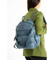 Y.S.Deri Kadın Sırt Çantası Fonksiyonel Kullanım Omuz Çapraz Askılı Bayan Sırt Çantası  35*25 Cm (Mavi)