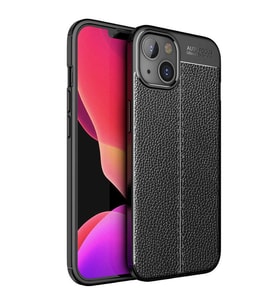 Apple iPhone 13 Mini Kılıf Deri Görünümlü Slim Silikon (Siyah)