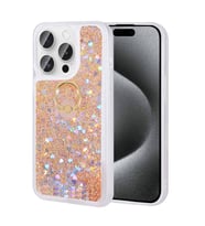 iPhone 15 Pro Max Kılıf Milce Simli Pullu Yüzüklü Kılıf (Gold)