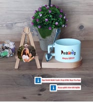 Psikolog Kupa Bardak Beyaz ve Fotoğraflı Ahşap Anahtarlık Hediye (Model 8)