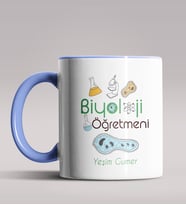 Kişiye Özel Biyoloji Öğretmeni Tasarımlı Siyah Renk Kupa Bardak 5 (Mavi)