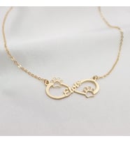 Kişiye Özel 925 Ayar Gümüş Pati Detaylı Sonsuzluk İsim Kolye (Gold)