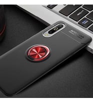 Xiaomi Mi A3 Kılıf Yüzüklü Magnetli Ravel Case (Siyah-Kırmızı)