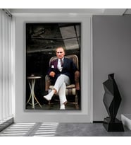 Metal Çerçeveli Atatürk Cam Tablo (Gümüş)
