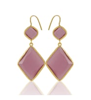 Kadir Jewellery 22 Ayar Altın Kaplama Kadın Sallantılı Küpe -El İşçiliği Ve Hipoalerjenik Küpe (Pembe)