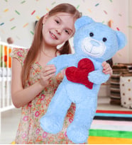 50 cm Kalpli Peluş  Sevimli Ayıcık (Mavi)