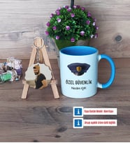 Özel Güvenlik Görevlisi Kupa Bardak Beyaz ve Fotoğraflı Ahşap Anahtarlık Hediye (Model 4)
