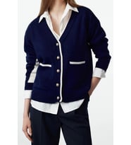 Kadın Modern Tarz Oversize V Yaka Regular Triko Hırka (Lacivert)