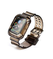 Apple Watch 38mm KRD-27 Şeffaf Renkli Transparan Silikon Kordon (Siyah)