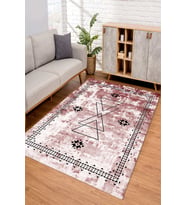Dijital Kaymaz Taban Yıkanabilir Renkli Salon Halısı Mutfak Halısı Yolluk ND-SD-1030 (Pembe)