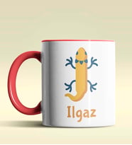 Kişiye Özel I Harfi Hayvanlar Tasarım Siyah Renk Kupa (Kırmızı)