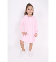 Toontoy Kız Çocuk Kapüşonlu Arma Detaylı Baskılı Elbise (Açık Pembe)