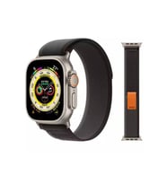 Apple Watch Ultra 49 Mm Uyumlu Trail Loop Kordon Dokuma Hasır Kordon (Siyah-Gri)