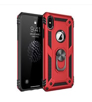 Uyumlu Model Apple iPhone XS Max 6.5 Kılıf Yüzüklü Zırh Tank Vega (Kırmızı)