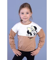 Toontoy Kız Çocuk Garnili Baskılı Sweatshirt (Kahverengi)