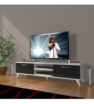 Decoraktiv Eko 140 Slm Dvd Retro Tv Ünitesi Tv Sehpası (Beyaz-Siyah)