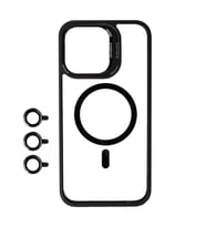 iPhone 15 Pro Uyumlu Kılıf Case, Lens Koruyuculu Mıknatıslı Magsafe Wireless Şarj Destekli Kapak (Siyah)