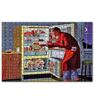 Cakapuzzle Vintage Buzdolabı ve Ropdöşambırlı Adam  Puzzle Yapboz MDF (Ahşap) (255 Parça)