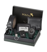 Polo Air Erkek Kol Saati Cüzdan Kemer Kartlık Anahtarlık Çakmak Kombin Set PL-0916E (Siyah)
