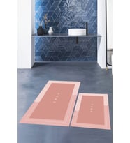EVDEYA Dijital Baskılı Yıkanabilir Home Yazılı İkili Banyo Paspası Klozet Takımı, KLOZET-3-GRİ, (Pembe)