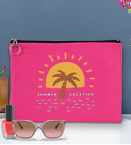 BK Gİft Yaz Temalı-6 Astarlı Portföy Çanta 30x21cm(12 Renk Seçeneği), Baskılı El Çantası, Organizer Çanta (Fuşya)