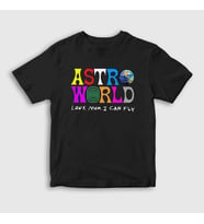 Presmono Unisex Çocuk Beyaz Astroworld V3 Travis Scott T-Shirt 44418tt (Siyah)