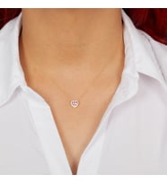 925 Ayar Gümüş Pembe Taşlı Kalp Kolye (Gold)