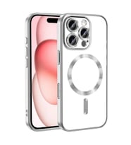 iPhone 16 Pro Max Kılıf Kamera Korumalı Magsafe Parlak Luxury Kılıf (Gümüş)