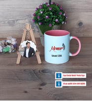 Memur Kupa Bardak Beyaz ve Fotoğraflı Ahşap Anahtarlık Hediye (Model 6)