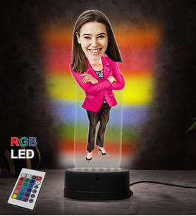 Doğum Günü Hediyesi,Sevgiliye Hediye, Kişiye Özel Fotoğraflı İş KadınıKarikatür 3D Led Lamba (RGB)