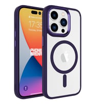 Apple iPhone 15 Pro Max Kılıf Wireless Şarj Özellikli Krom Magsafe Silikon Kılıf (Koyu Mor)
