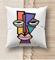 BK Gift Modern Art Tasarımlı Beyaz Kırlent Yastık, Ev Hediyesi, Ev Dekorasyonu, Dekoratif Hediye (Model 17)
