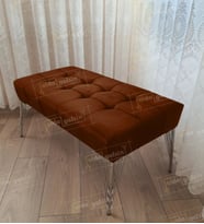Modern Dilim Puf Ayakucu Puf Gümüş Metal Ayak (100*45) (Kahverengi)