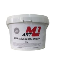 M1 ART Süper Akrilik Su Bazlı Mat  Boya 3.kg Ahşap  Tuval  Seramik  Duvar  Taş Hobi Dekor (Gri)